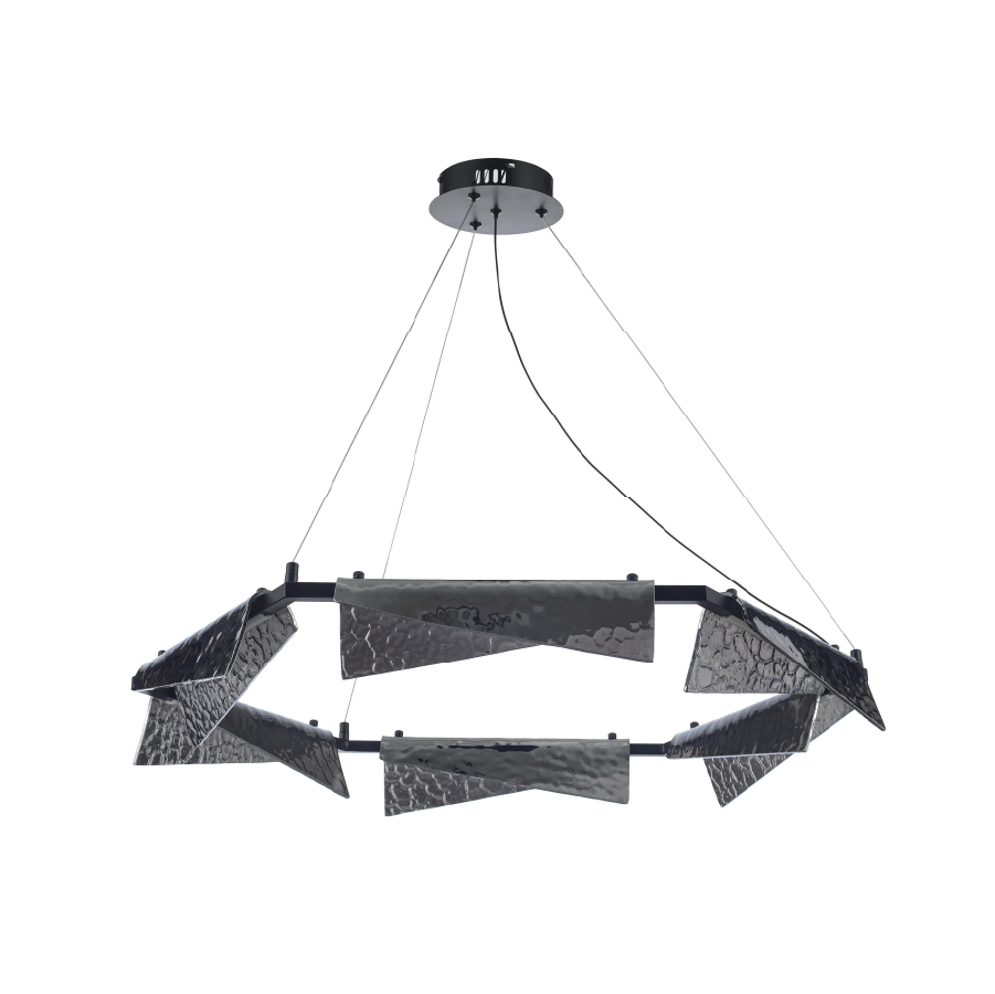Modern Black Hammered Metal Chandelier