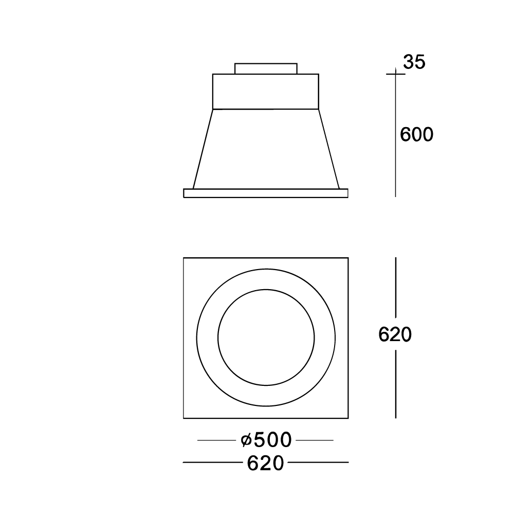Square Plaster Recessed Downlight - Image 2