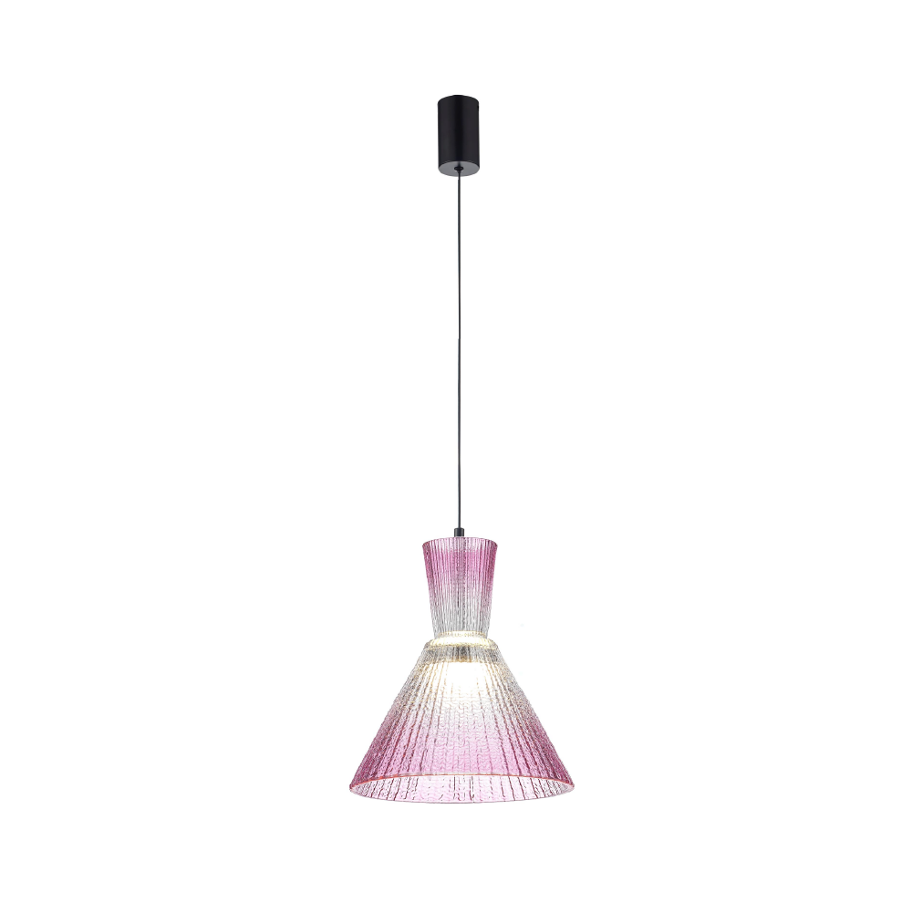 Modern Ribbed Glass Pendant Light — Vertical Suspended Fixture - Image 4