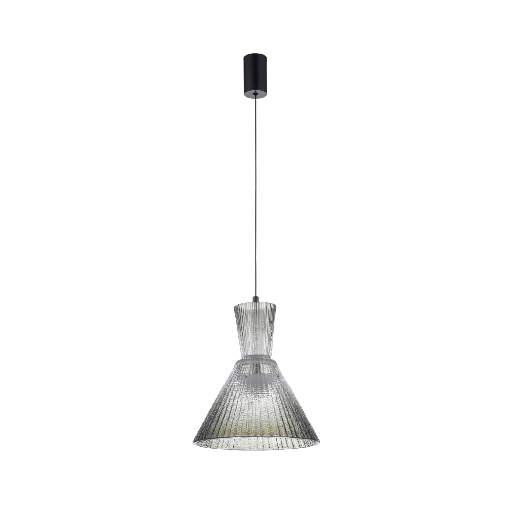 Modern Ribbed Glass Pendant Light — Vertical Suspended Fixture