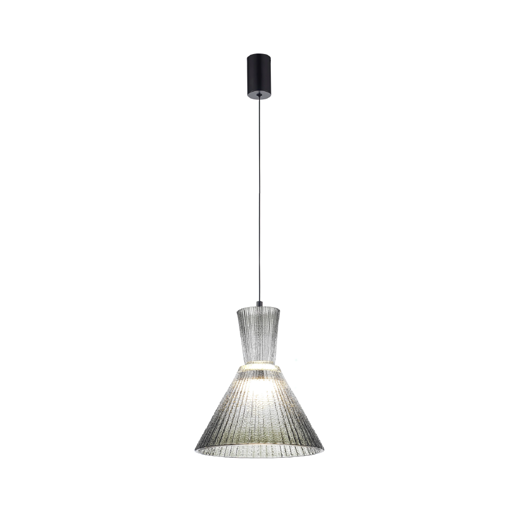 Modern Ribbed Glass Pendant Light — Vertical Suspended Fixture - Image 2