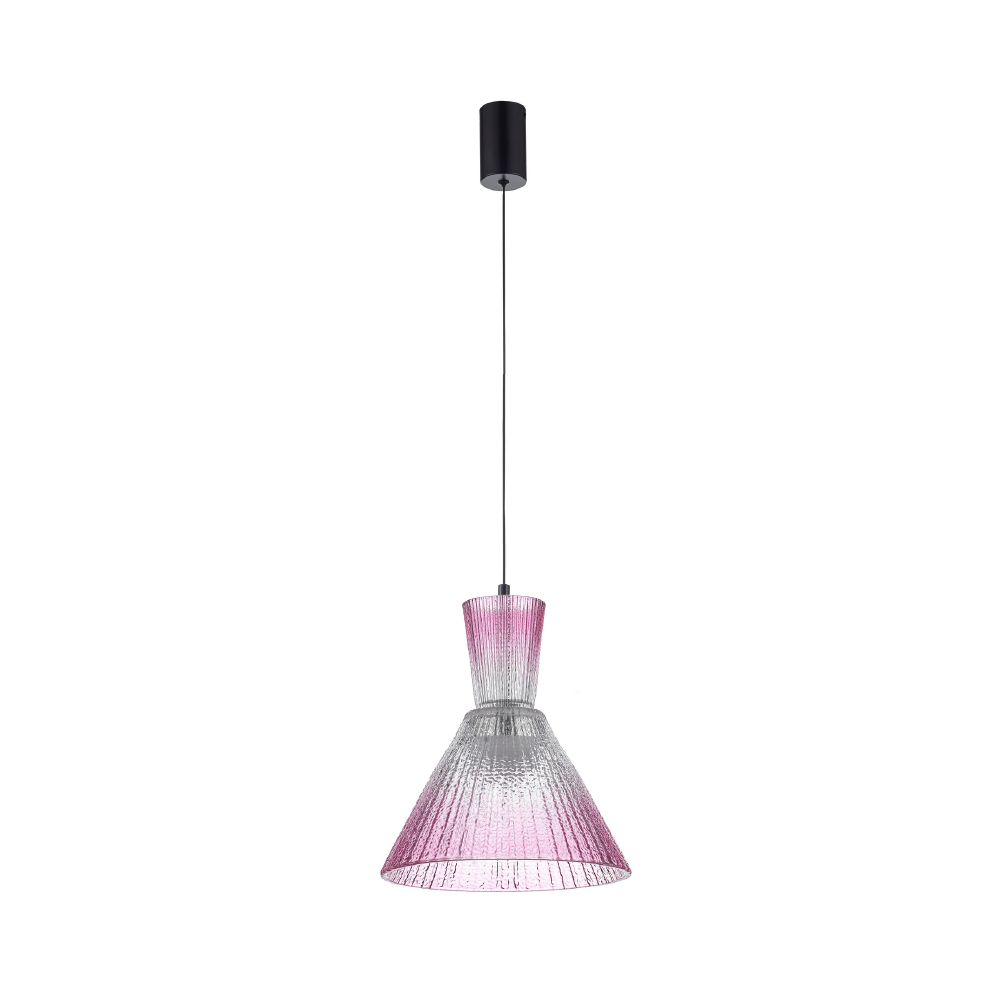 Modern Ribbed Glass Pendant Light — Vertical Suspended Fixture - Image 3